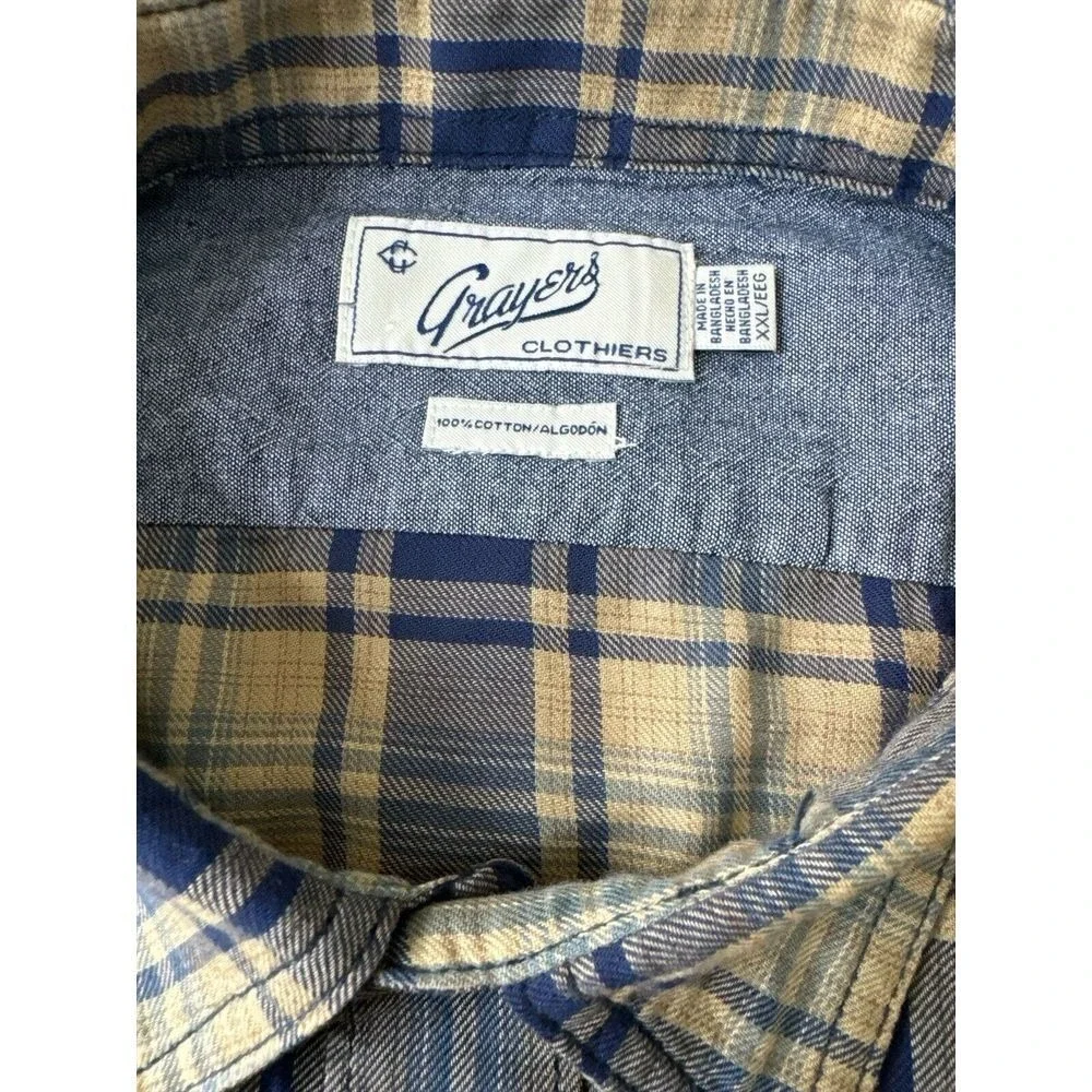 Grayers Men's Plaid Shirt XXL - 100% Cotton, Collared, Short Sleeves, Multicolor - Picture 6 of 11